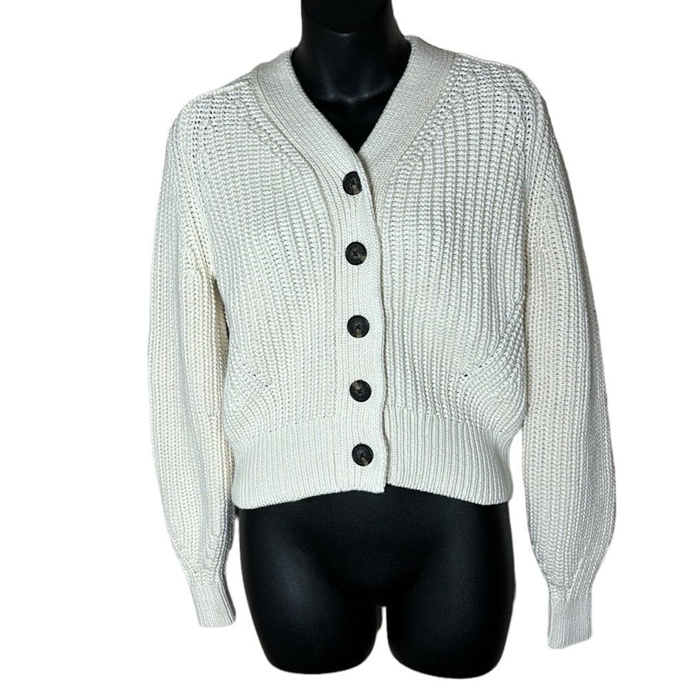 NWT Everlane the texture cotton cardigan thick knit chunky crop button (XXS)